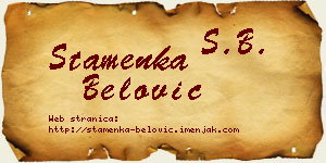 Stamenka Belović vizit kartica